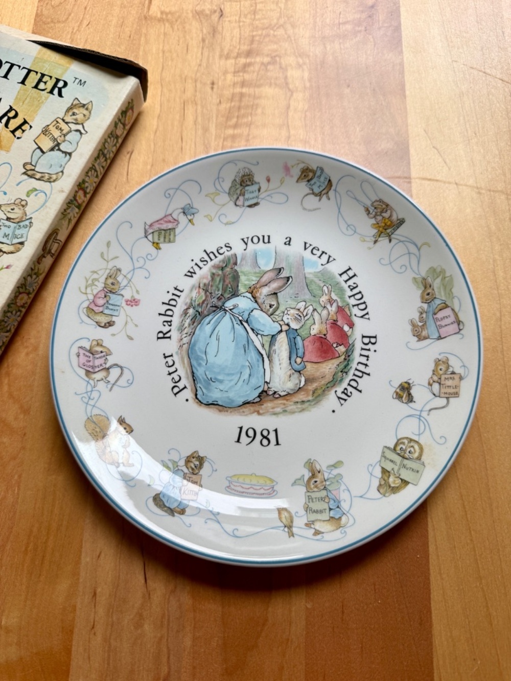 Authentic Wedgwood Beatrix Potter Nursery Ware Happy Birthday Child's Plate